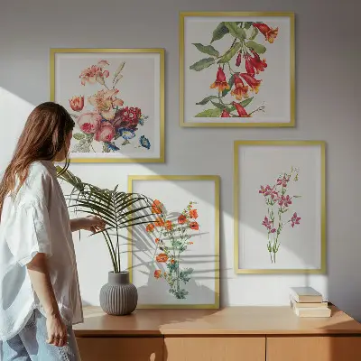 Pintura de flores al estilo retro cuadro decorativo para galería de pared