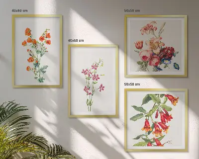 Pintura de flores al estilo retro cuadro decorativo para galería de pared