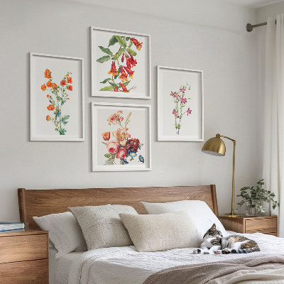 Galería de pared Pintura de flores al estilo retro