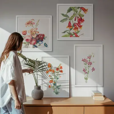 Pintura de flores al estilo retro cuadro decorativo para galería de pared