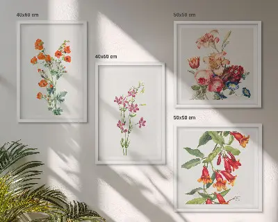 Pintura de flores al estilo retro cuadro decorativo para galería de pared