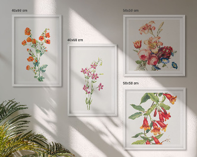 Galería de pared Pintura de flores al estilo retro