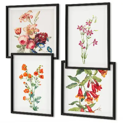 Pintura de flores al estilo retro cuadro decorativo para galería de pared