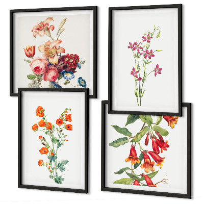 Galería de pared Pintura de flores al estilo retro