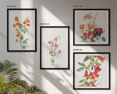 Pintura de flores al estilo retro cuadro decorativo para galería de pared