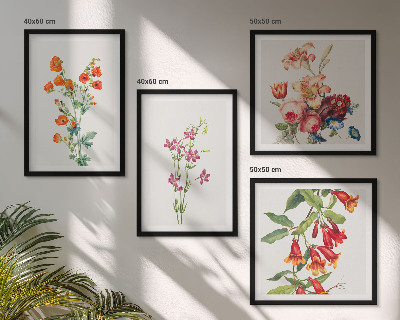 Galería de pared Pintura de flores al estilo retro