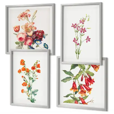 Pintura de flores al estilo retro cuadro decorativo para galería de pared