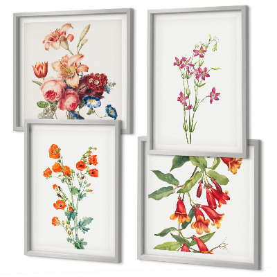 Galería de pared Pintura de flores al estilo retro