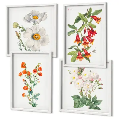 Set de cuadros modernos para salón con diseño de pintura floral retro