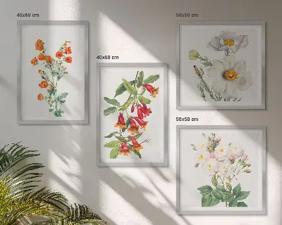 Set de cuadros modernos para salón con diseño de pintura floral retro