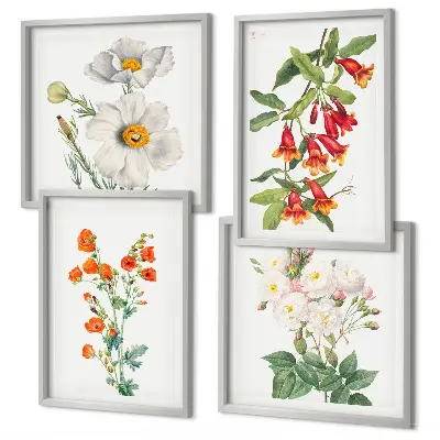 Set de cuadros modernos para salón con diseño de pintura floral retro