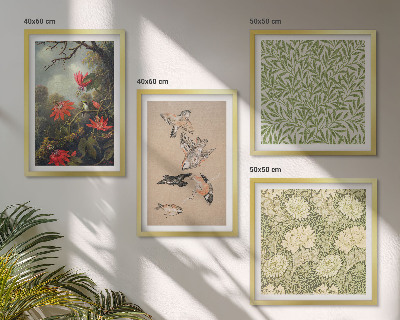Galería de pared Flores y pájaros en entornos naturales