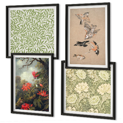 Galería de pared Flores y pájaros en entornos naturales