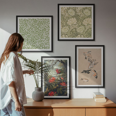 Galería de pared Flores y pájaros en entornos naturales