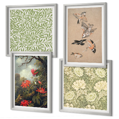 Galería de pared Flores y pájaros en entornos naturales