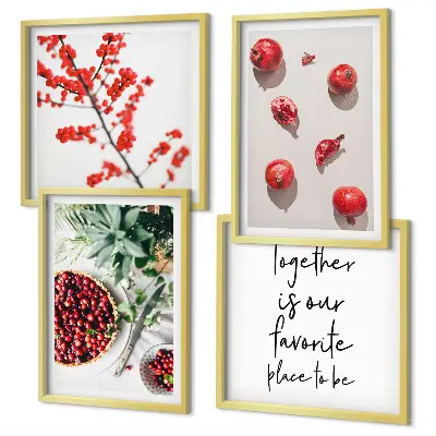 Set de 4 cuadros decorativos diseño minimalista de frutos rojos para salón
