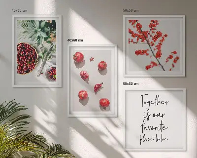 Set de 4 cuadros decorativos diseño minimalista de frutos rojos para salón