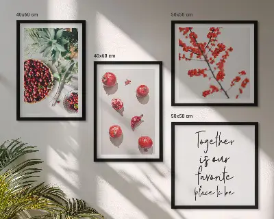 Set de 4 cuadros decorativos diseño minimalista de frutos rojos para salón