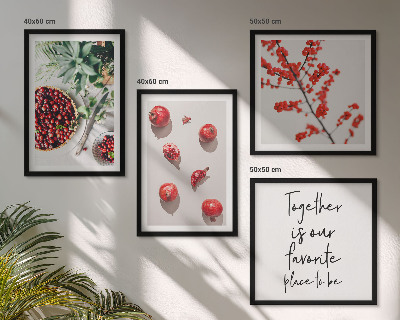 Set de 4 cuadros para salón Frutos rojos de plantas minimalismo