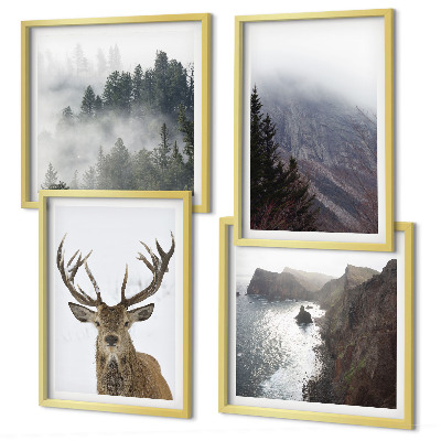 Galería de pared paisaje de montaña niebla ciervo