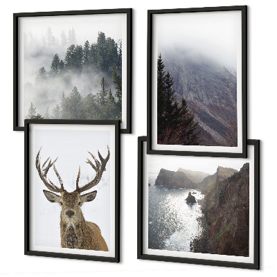 Galería de pared paisaje de montaña niebla ciervo
