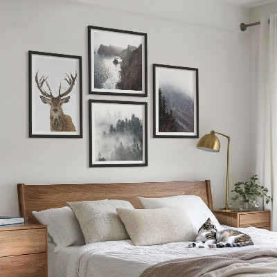 Galería de pared paisaje de montaña niebla ciervo