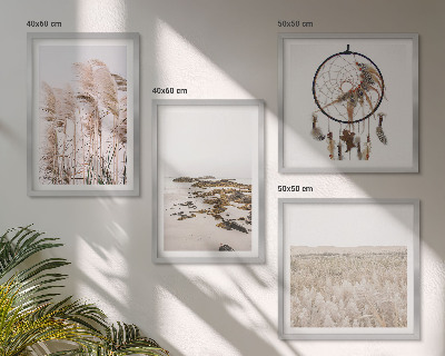 Set de cuadros modernos para salón Campos de hierba estilo boho playero