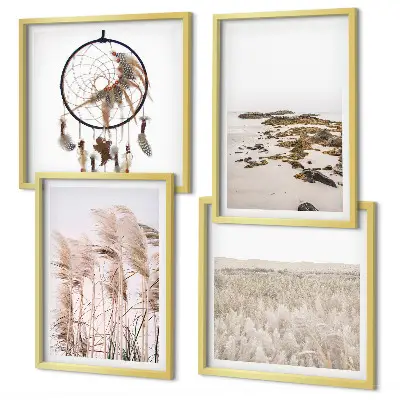 Set de cuadros modernos para salón diseño de campos de hierba con estilo boho playero