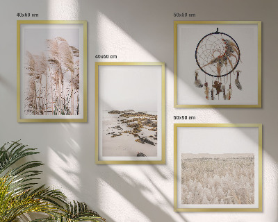 Set de cuadros modernos para salón Campos de hierba estilo boho playero