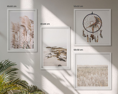 Set de cuadros modernos para salón Campos de hierba estilo boho playero