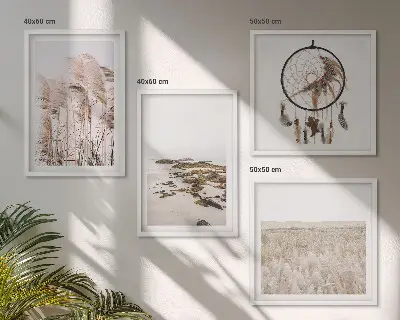 Set de cuadros modernos para salón diseño de campos de hierba con estilo boho playero