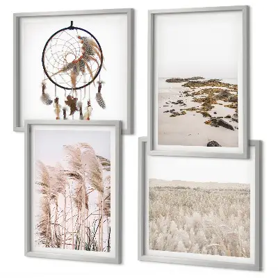 Set de cuadros modernos para salón diseño de campos de hierba con estilo boho playero