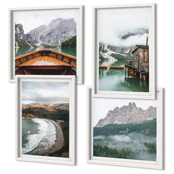 Galería de pared Casa flotante de madera en playas de montaña