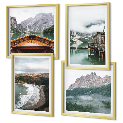 Galería de pared Casa flotante de madera en playas de montaña