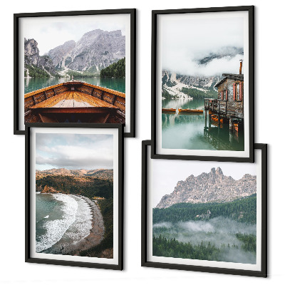 Galería de pared Casa flotante de madera en playas de montaña