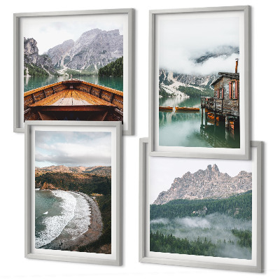 Galería de pared Casa flotante de madera en playas de montaña