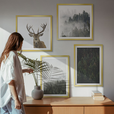Set de cuadros modernos para salón Paisaje brumoso de bosques verdes