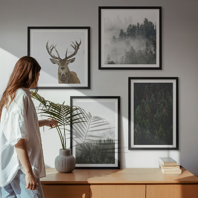 Set de cuadros modernos para salón Paisaje brumoso de bosques verdes