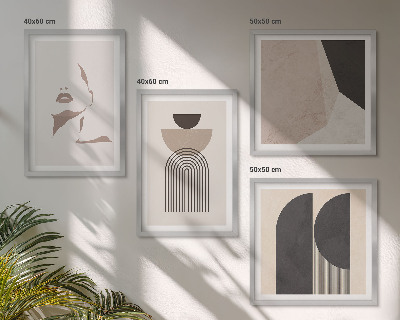 Set de 4 cuadros para salón Patrones abstractos blancos y marrones