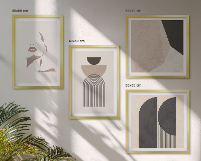 Set de 4 cuadros para salón Patrones abstractos blancos y marrones