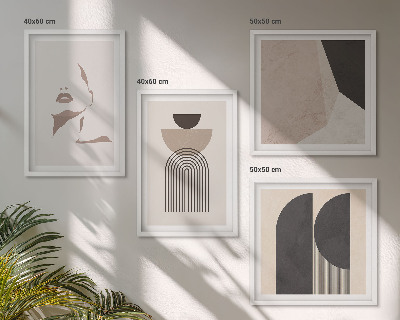 Set de 4 cuadros para salón Patrones abstractos blancos y marrones