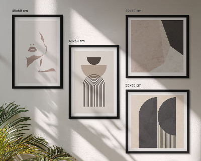 Set de 4 cuadros para salón Patrones abstractos blancos y marrones