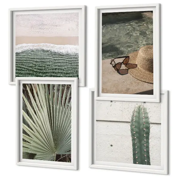 Set de cuadros modernos decoración para salón con temática de plantas tropicales