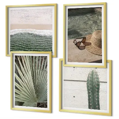 Set de cuadros modernos decoración para salón con temática de plantas tropicales
