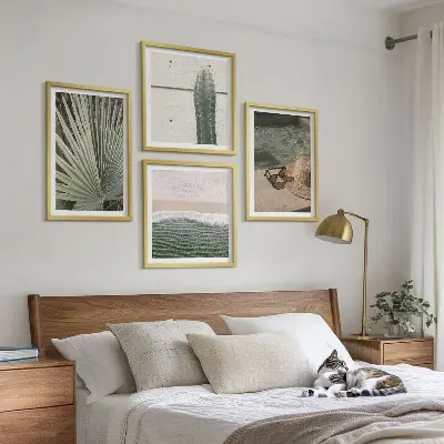 Set de cuadros modernos decoración para salón con temática de plantas tropicales