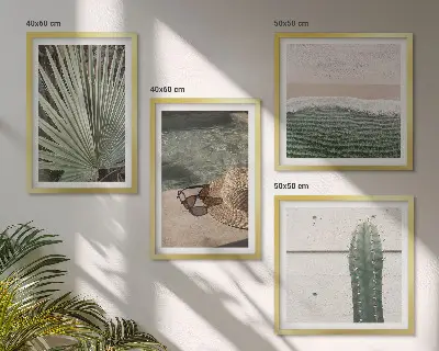 Set de cuadros modernos decoración para salón con temática de plantas tropicales