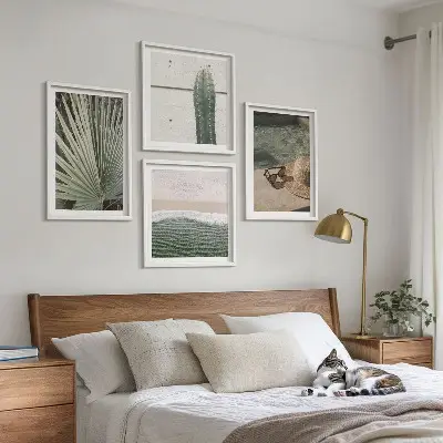 Set de cuadros modernos decoración para salón con temática de plantas tropicales