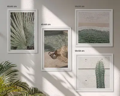 Set de cuadros modernos decoración para salón con temática de plantas tropicales