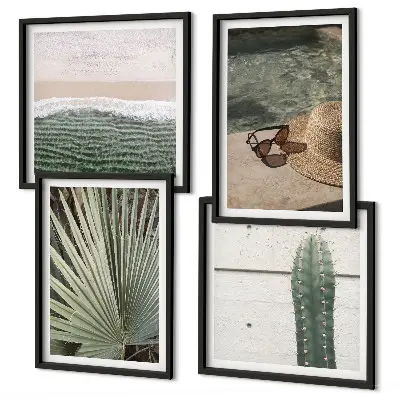 Set de cuadros modernos decoración para salón con temática de plantas tropicales