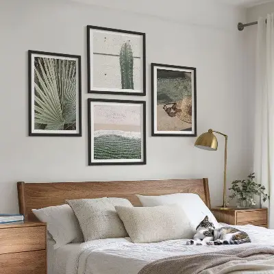 Set de cuadros modernos decoración para salón con temática de plantas tropicales